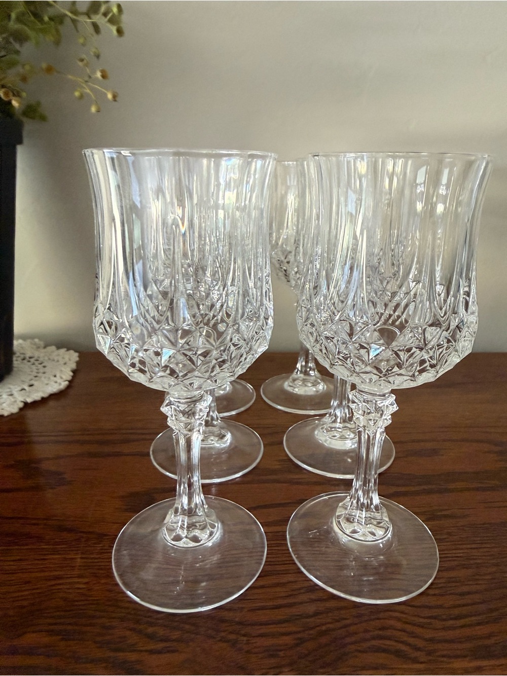 Vintage Genuine Cut Crystal Wine Glasses – Set of 6 Elegant Stemware
